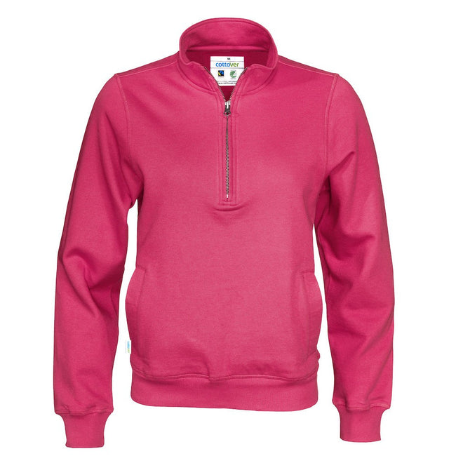 Dark Cerise - Front - Cottover Unisex Adult Half Zip Sweatshirt