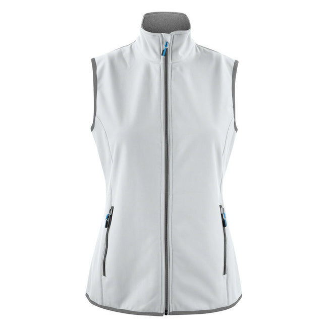 White - Front - Printer Womens-Ladies Trial Softshell Gilet