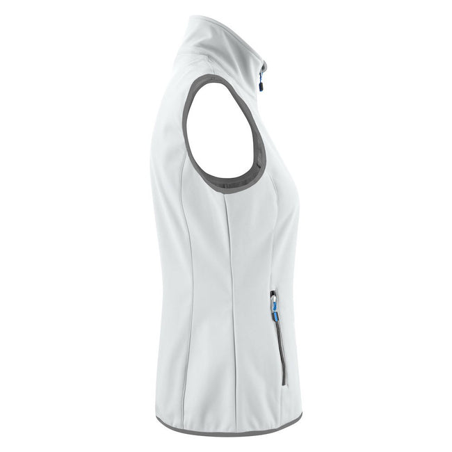 White - Side - Printer Womens-Ladies Trial Softshell Gilet