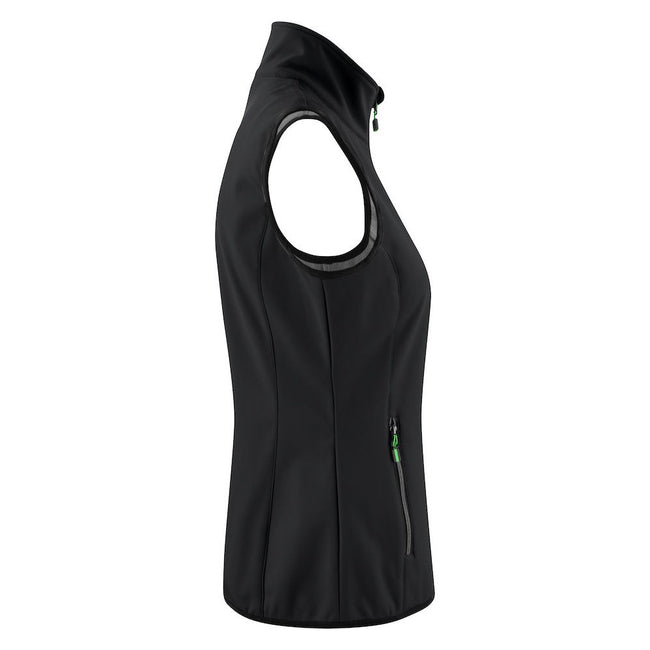 Black - Side - Printer Womens-Ladies Trial Softshell Gilet