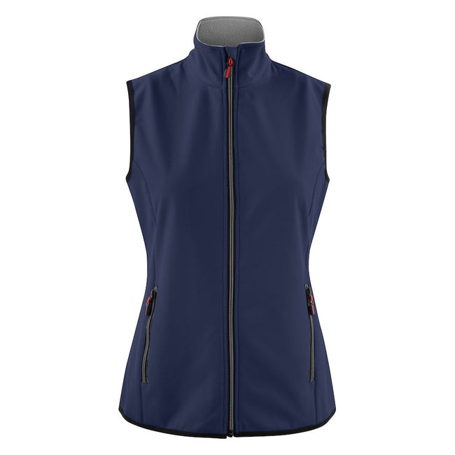 Navy - Front - Printer Womens-Ladies Trial Softshell Gilet