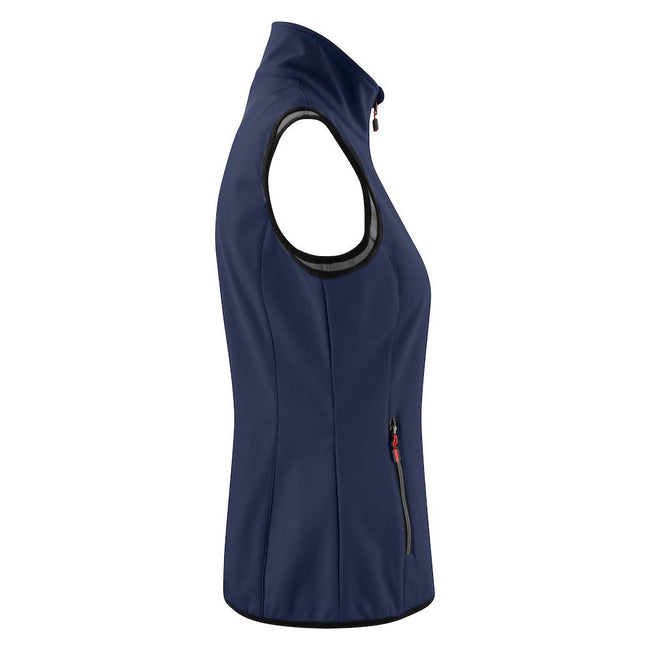 Navy - Side - Printer Womens-Ladies Trial Softshell Gilet