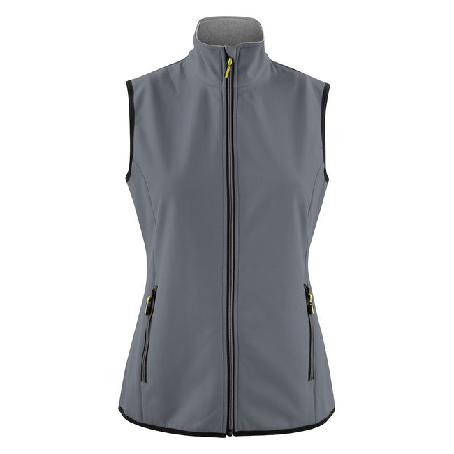 Steel Grey - Front - Printer Womens-Ladies Trial Softshell Gilet