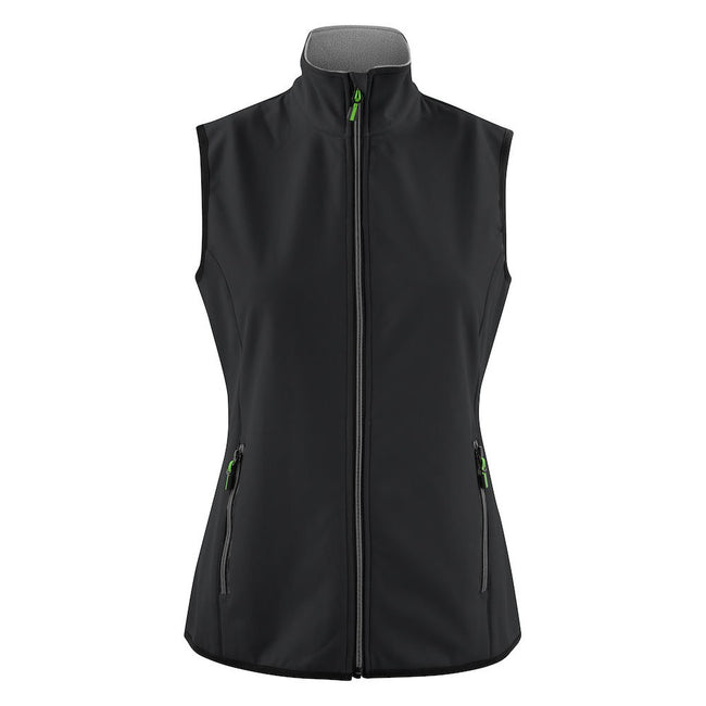 Black - Front - Printer Womens-Ladies Trial Softshell Gilet