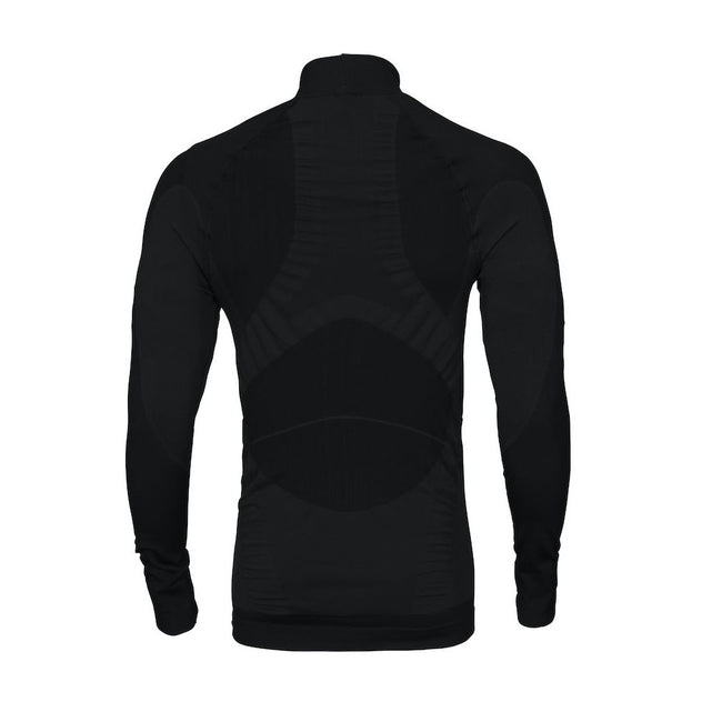 Black - Back - Projob Mens Standing Collar Active Thermal Top