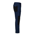 Navy - Side - Projob Mens Stretch Cargo Trousers
