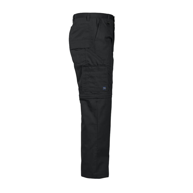 Black - Side - Projob Mens Zip-Off Cargo Trousers