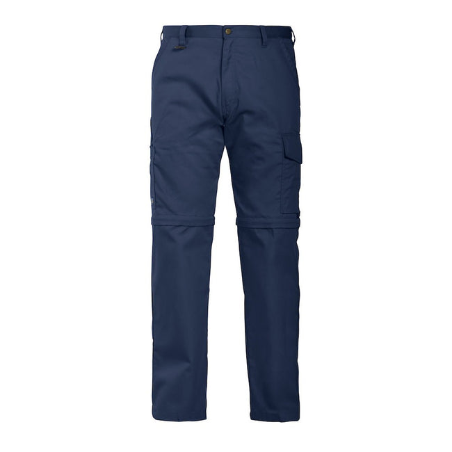 Navy - Front - Projob Mens Zip-Off Cargo Trousers