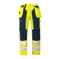 Yellow-Navy - Front - Projob Mens High-Vis Trousers