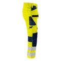Yellow-Navy - Side - Projob Mens Stretch High-Vis Cargo Trousers