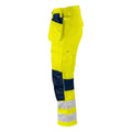 Yellow-Navy - Lifestyle - Projob Mens Stretch High-Vis Cargo Trousers