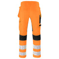 Orange-Black - Back - Projob Mens Stretch High-Vis Cargo Trousers