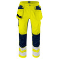 Yellow-Navy - Front - Projob Mens Stretch High-Vis Cargo Trousers