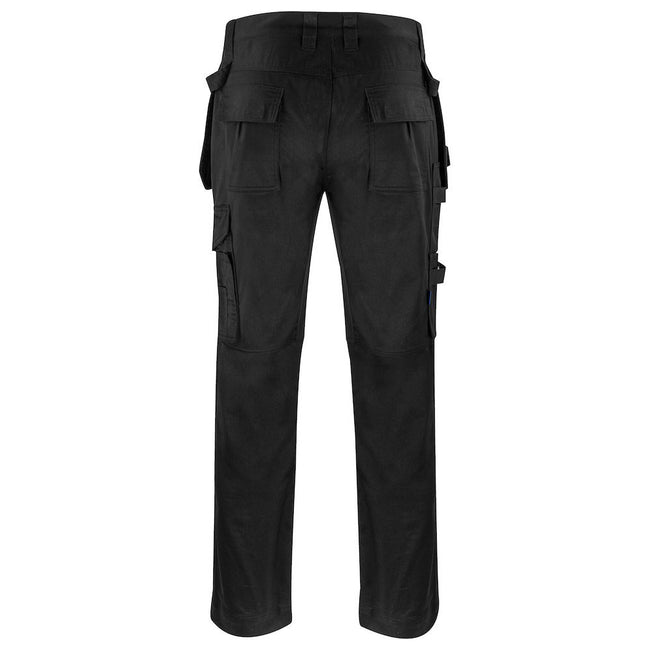 Black - Back - Projob Mens Stretch Plain Cargo Trousers