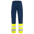 Yellow-Navy - Back - Projob Mens High-Vis Cargo Trousers