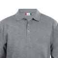 Grey - Pack Shot - Clique Mens Classic Lincoln Melange Long-Sleeved Polo Shirt