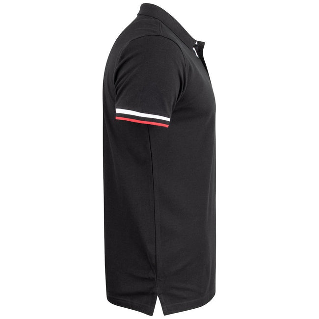 Black - Side - Clique Mens Newton Stripe Detail Polo Shirt