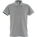 Grey Melange - Front - Clique Mens Newton Stripe Detail Polo Shirt