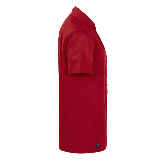 Red - Side - Projob Mens Short-Sleeved Formal Shirt