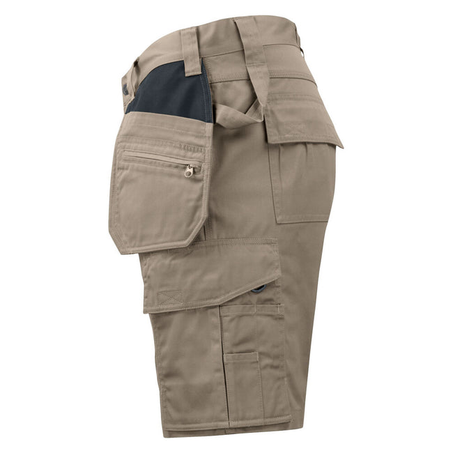 Khaki - Back - Projob Mens Work Shorts
