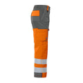 Orange-Grey - Side - Projob Mens High-Vis Cargo Trousers
