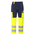 Yellow-Navy - Front - Projob Mens High-Vis Cargo Trousers