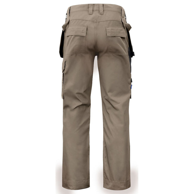 Khaki Brown - Back - Projob Mens Cargo Trousers