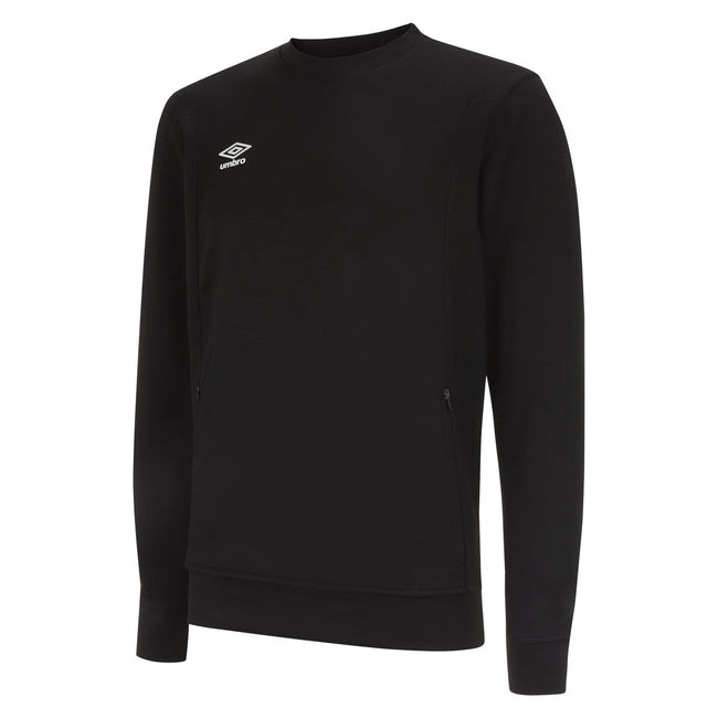 Black-White - Front - Umbro Mens Pro Stacked Logo Fleece Pullover