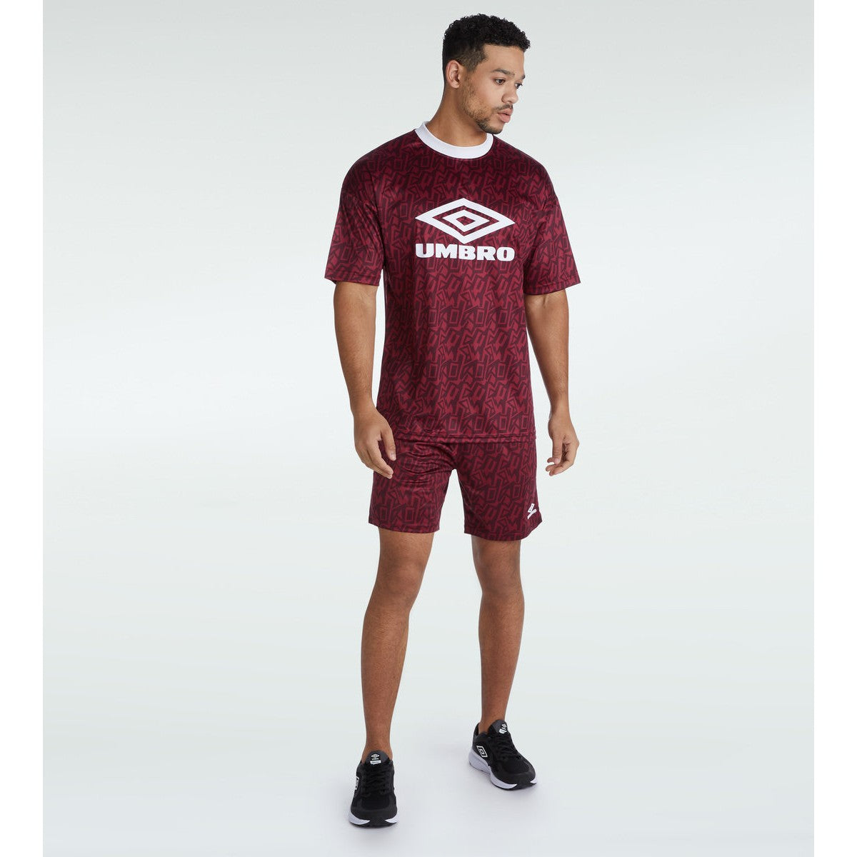 New Claret-White - Pack Shot - Umbro Mens Graffiti Shorts