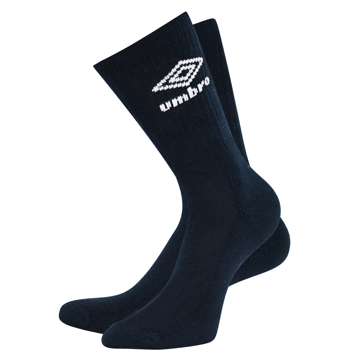 Navy-White - Front - Umbro Mens Logo Sports Socks (Pack of 3)