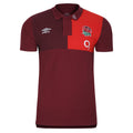 Tibetan Red-Zinfandel-Flame Scarlet - Front - Umbro Childrens-Kids 23-24 England Rugby CVC Polo Shirt
