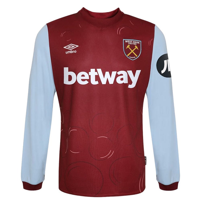 Claret Red-Sky Blue - Front - Umbro Unisex Adult 23-24 West Ham United FC Home Jersey