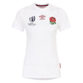 White-Red-Blue - Front - Umbro Womens-Ladies World Cup 23-24 England Rugby Replica Home Jersey