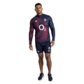 Navy Blazer-Tibetan Red - Pack Shot - Umbro Mens 23-24 England Rugby Warm Up Midlayer