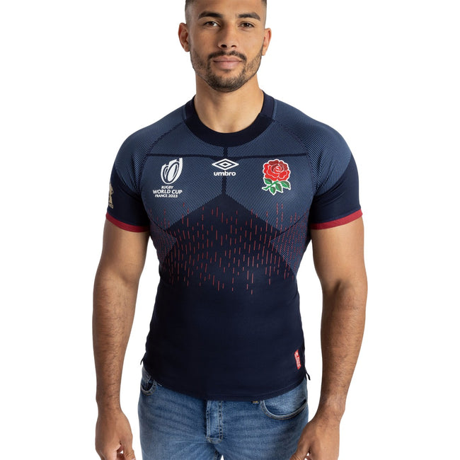 Navy Blue-White-Red - Side - Umbro Unisex Adult World Cup 23-24 Pro England Rugby Alternative Jersey