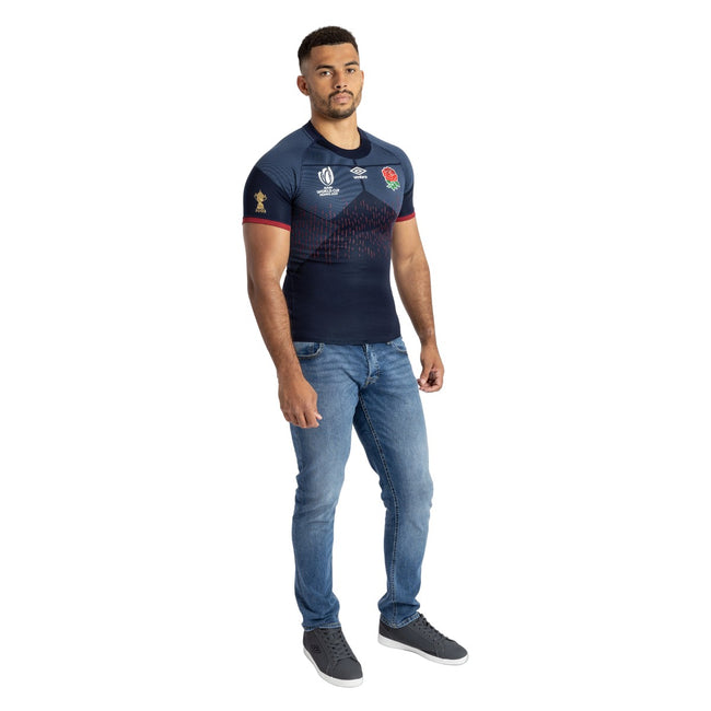 Navy Blue-White-Red - Pack Shot - Umbro Unisex Adult World Cup 23-24 Pro England Rugby Alternative Jersey