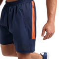 Dark Navy-Vermillion Orange - Side - Umbro Mens Pro Woven Training Sweat Shorts