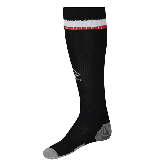Black-Grey-White-Red - Side - Umbro Mens 23-25 Brentford FC Home Socks