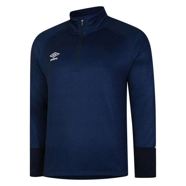 Navy-Dark Navy-White - Front - Umbro Childrens-Kids Total Training Quarter Zip Track Top