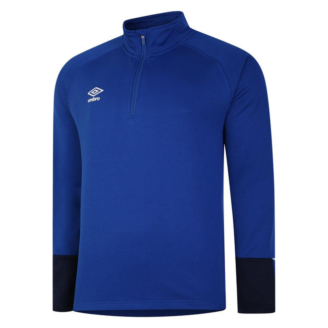 Royal Blue-Dark Navy-White - Front - Umbro Childrens-Kids Total Training Quarter Zip Track Top