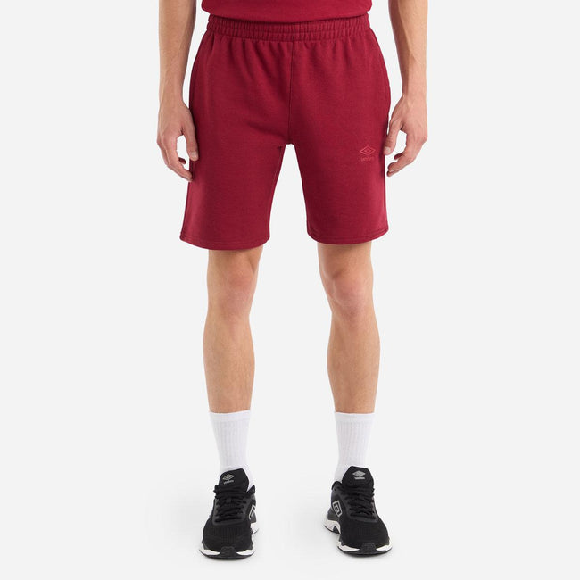 Tibetan Red - Front - Umbro Mens Fleece Logo Casual Shorts