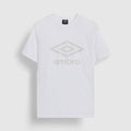Brilliant White-Oyster Mushroom - Front - Umbro Mens Stacked Logo T-Shirt