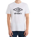 Brilliant White-Black - Side - Umbro Mens Stacked Logo T-Shirt