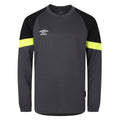 Blackened Pearl-Black-Safety Yellow - Front - Umbro Childrens-Kids Long-Sleeved Goalkeeper Jersey