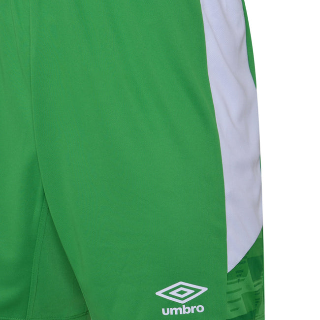 Emerald-White - Side - Umbro Childrens-Kids Vier Shorts