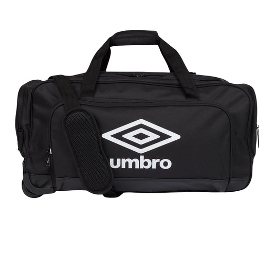 Black-White - Front - Umbro Wheeled Duffel Bag
