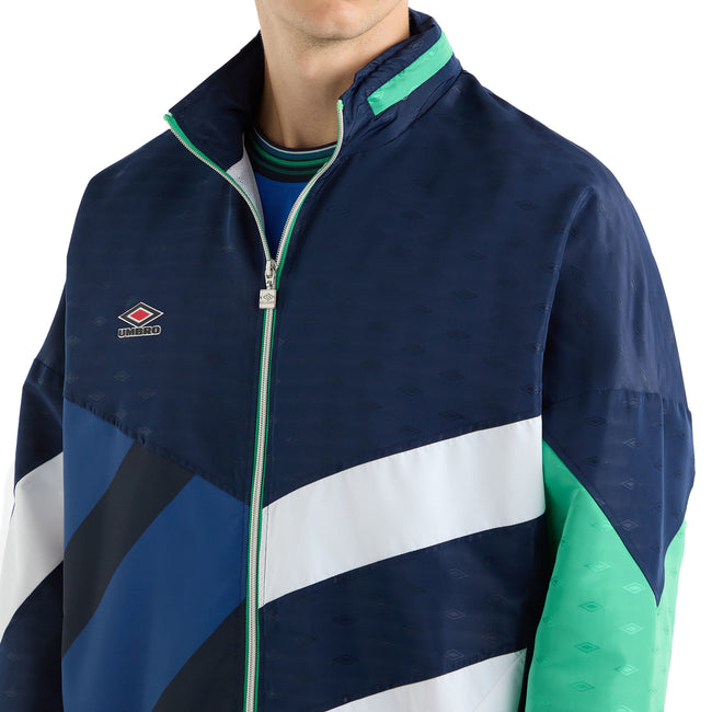 Dark Navy-Peppermint Green - Side - Umbro Mens Panelled Track Jacket