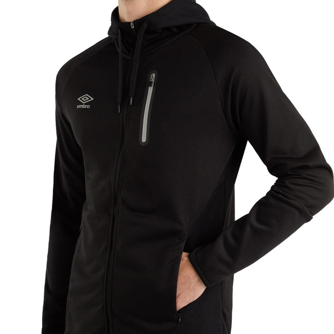 Black - Side - Umbro Mens Sportswear Full Zip Raglan Hoodie