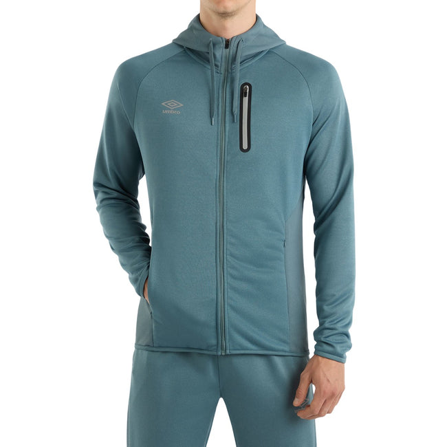 Goblin Blue - Front - Umbro Mens Sportswear Full Zip Raglan Hoodie