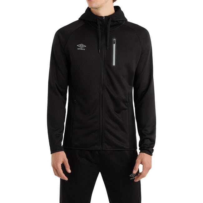 Black - Front - Umbro Mens Sportswear Full Zip Raglan Hoodie